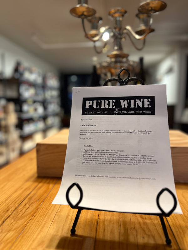 Pre-Arrival Wine List
